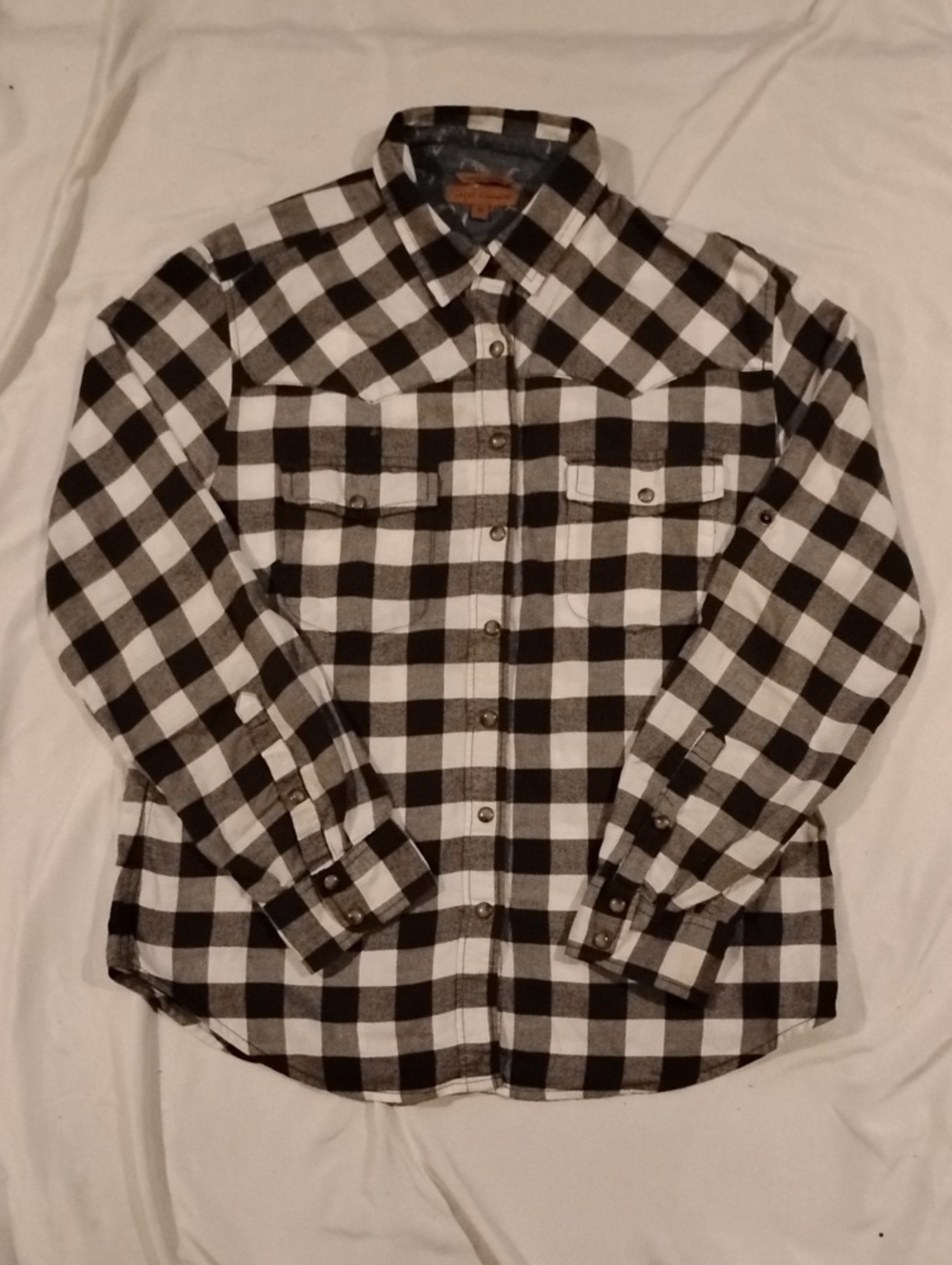 3/$20 Women's Black and White Plaid Casual Button-Down Shirt